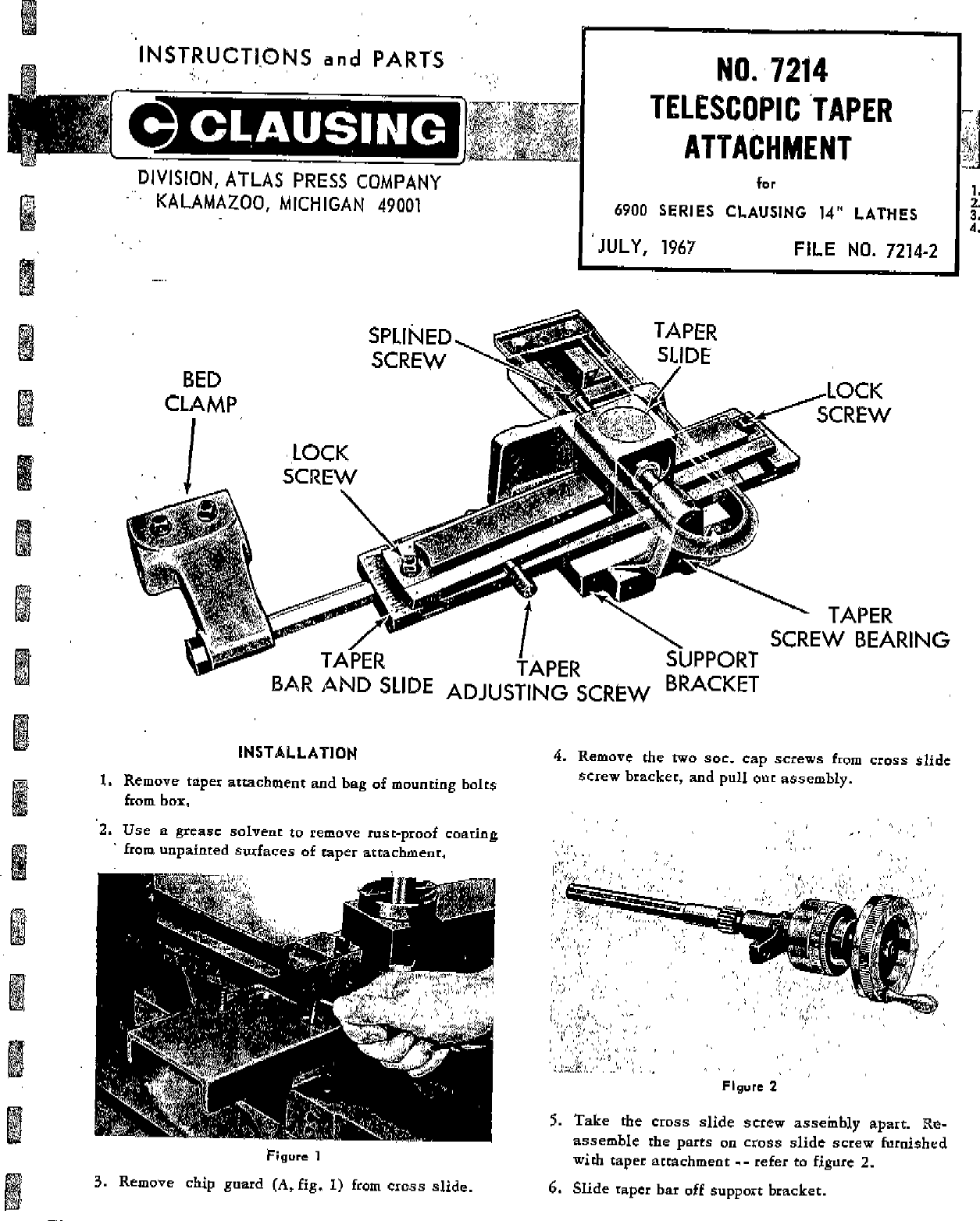 Page 1 of 4 - Clausing-7124-Taper-Attachment-For-6900-Series-Lathes