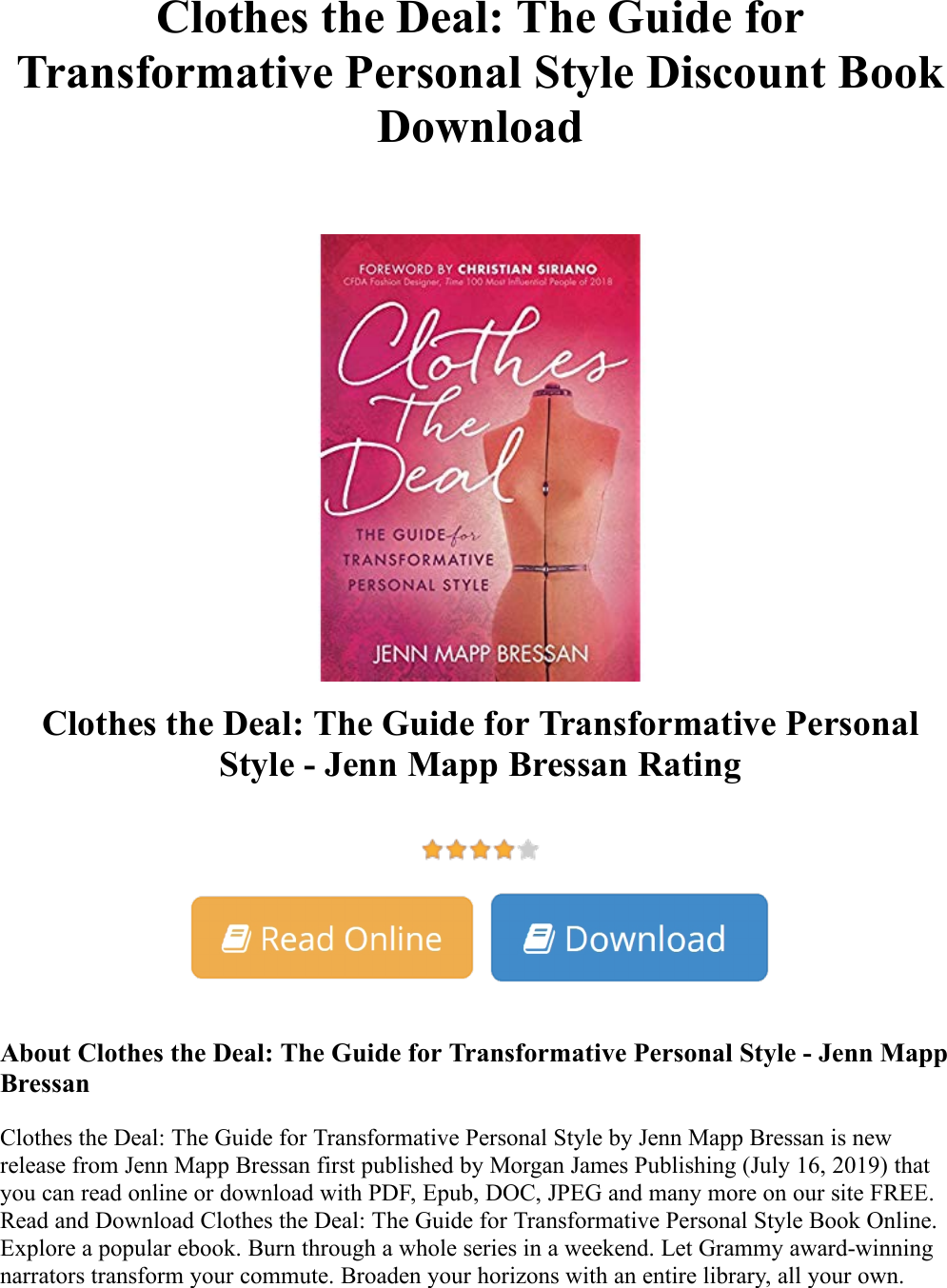 Clothes The Deal Guide For Transformative Personal Style Jenn Mapp Bressan Discount Book Deal