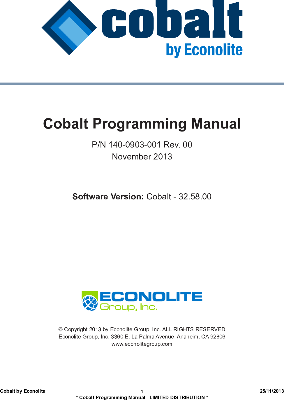 Cobalt Programming Manual Software Version: 32.58.00