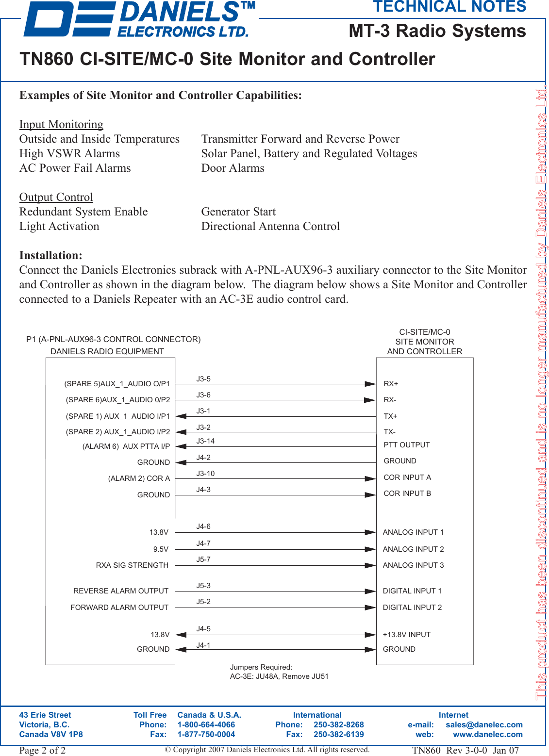 Page 2 of 2 - Disc TN860-3 Site Monitor Codan-TN860-CI-SITE MC-0-Site-Monitor-and-Controller-discontinued