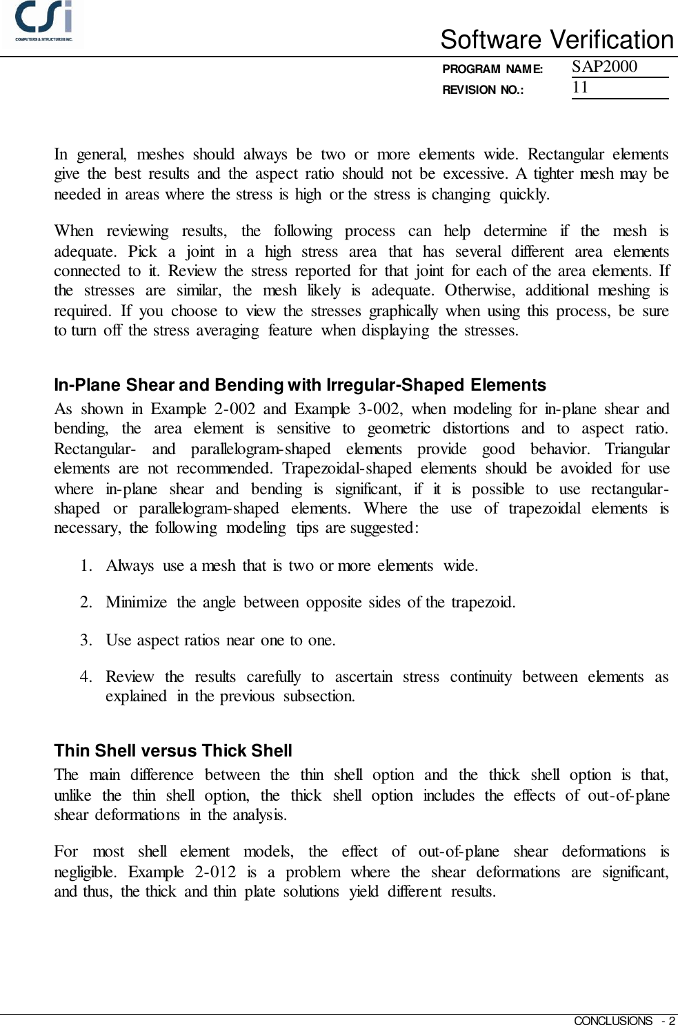 Page 2 of 5 - Contents Conclusions