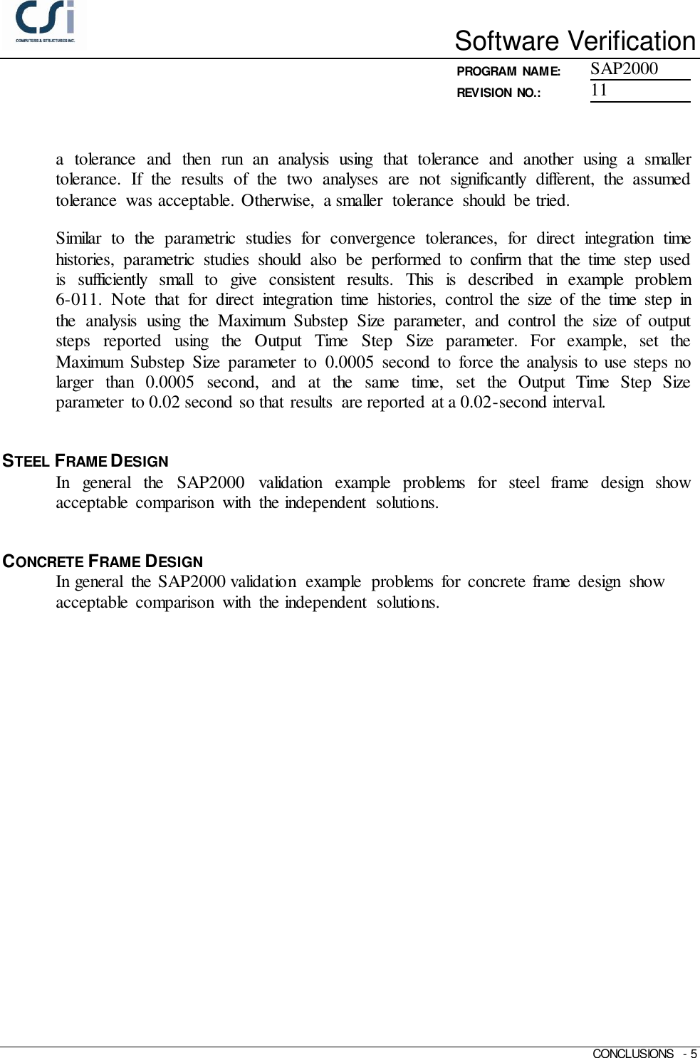 Page 5 of 5 - Contents Conclusions