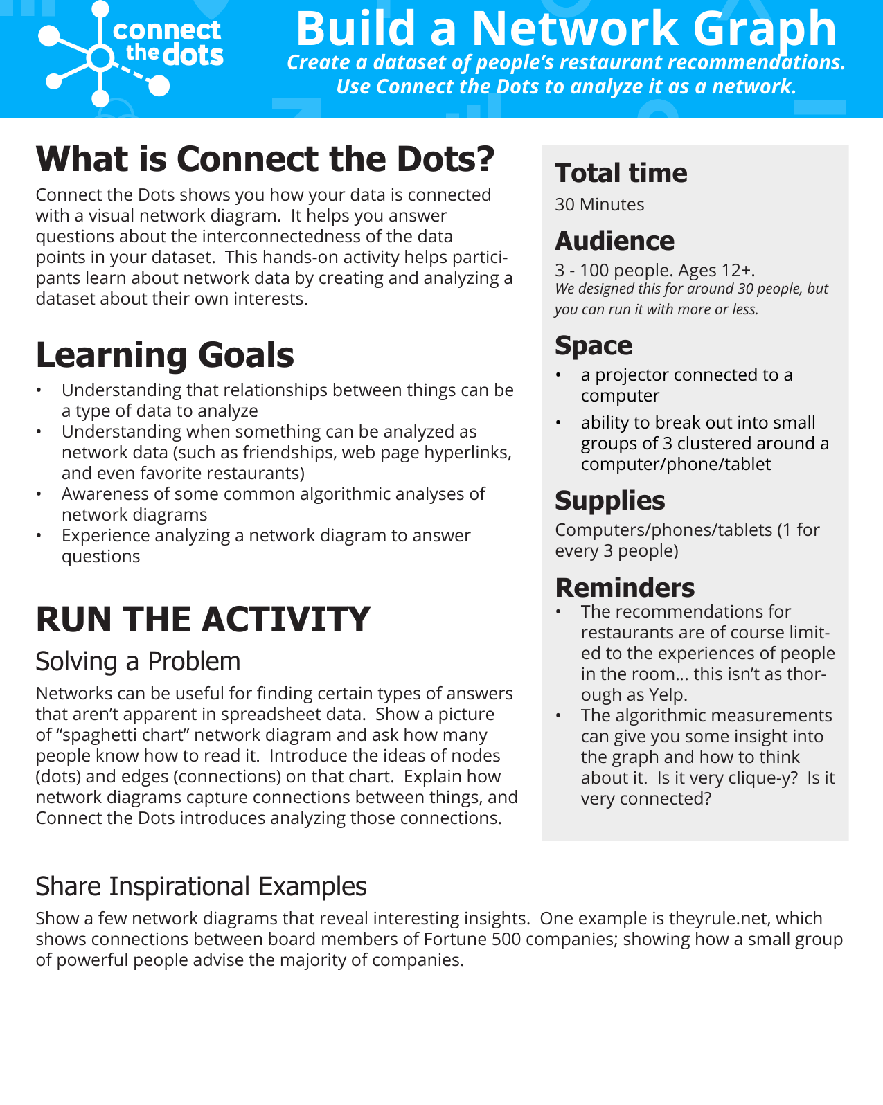 Page 1 of 2 - Connect The Dots Activity Guide