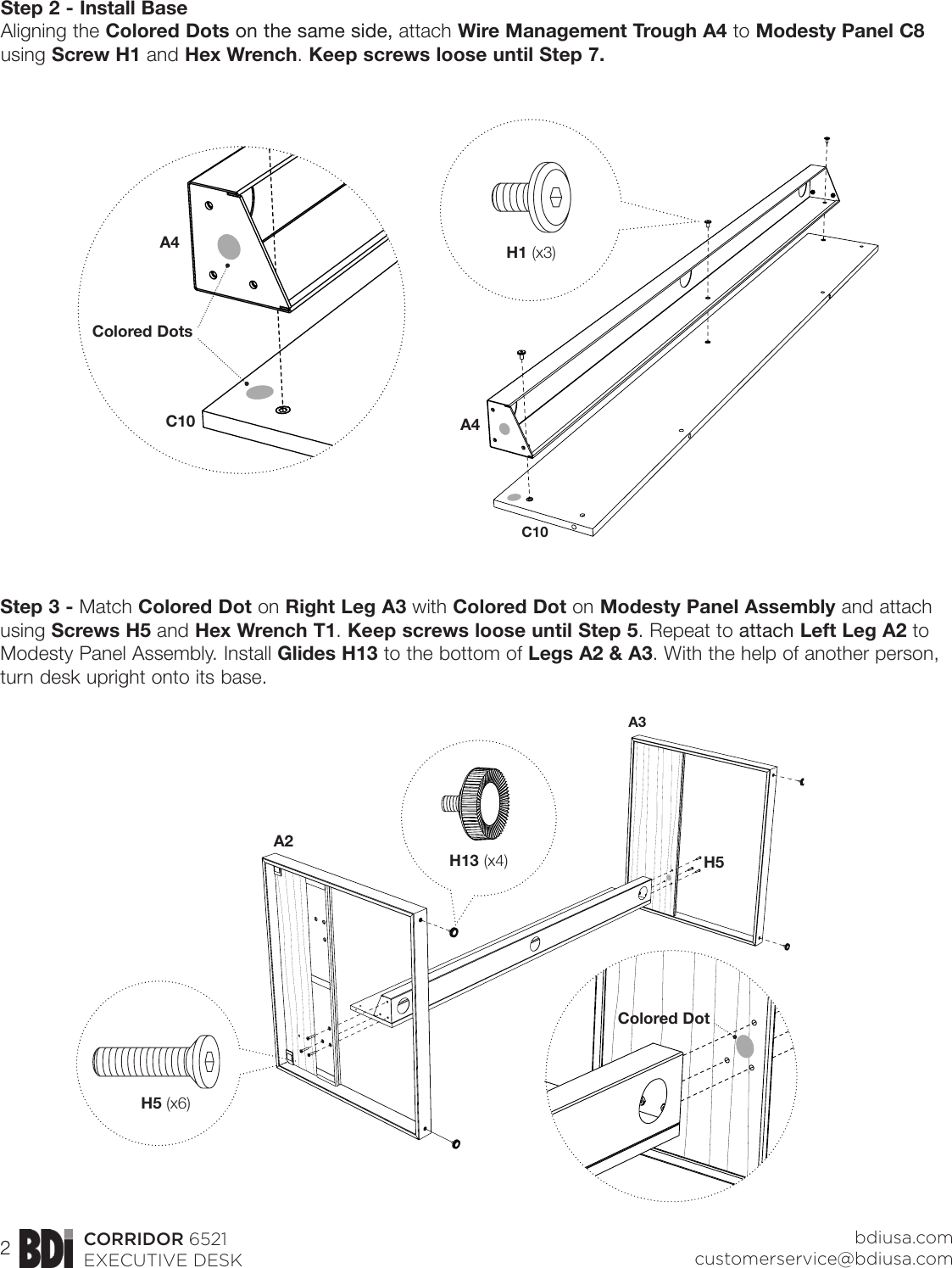 Page 2 of 5 - Corridor 6521 Desk Bdi Assembly Instructions