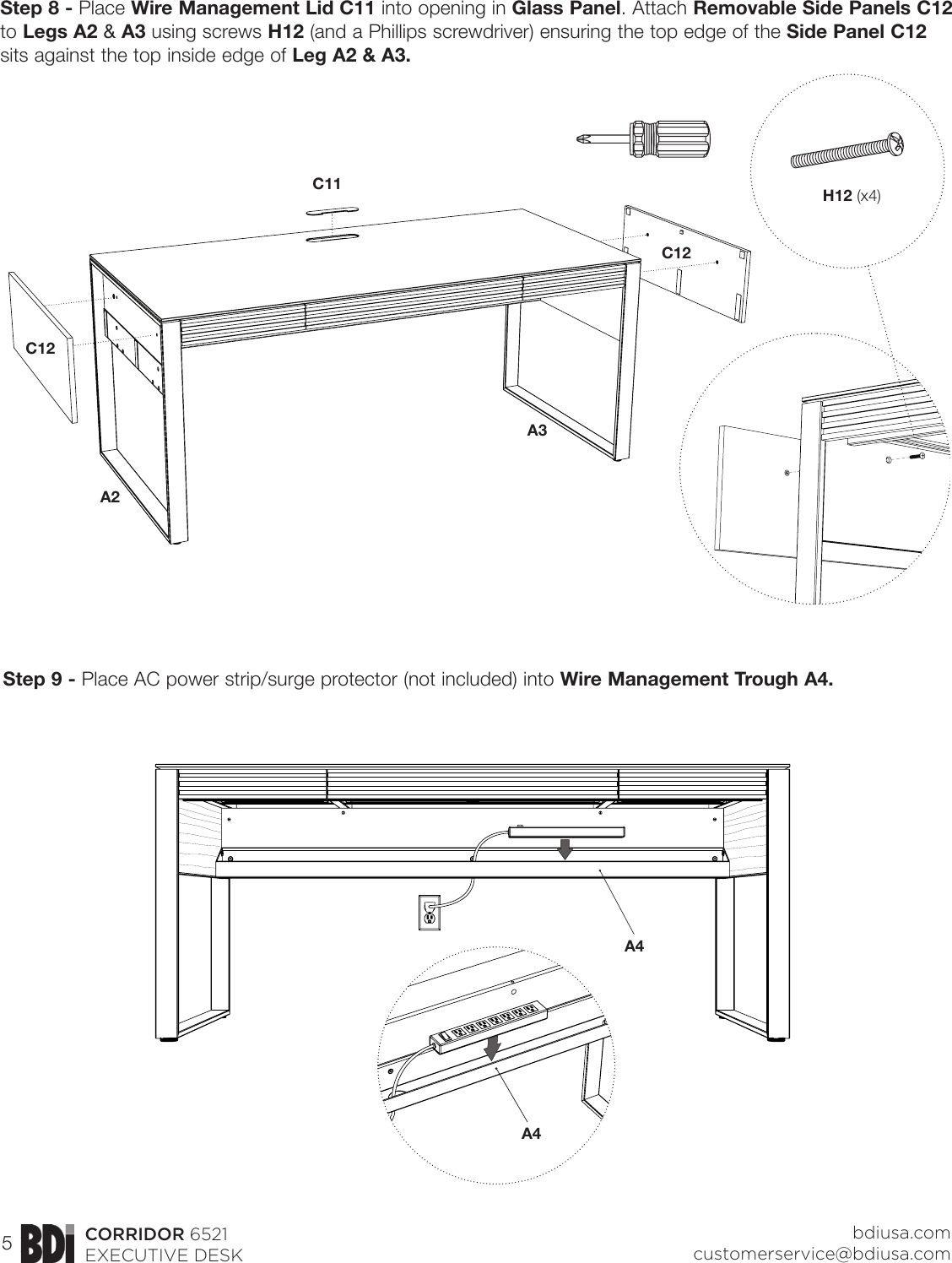 Page 5 of 5 - Corridor 6521 Desk Bdi Assembly Instructions