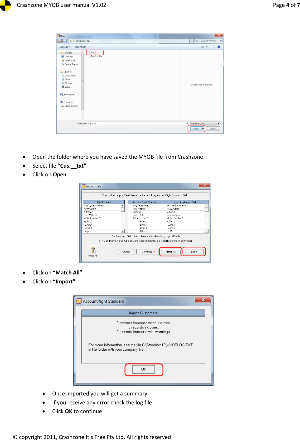 Page 4 of 7 - Crashzone MYOB Export User Manual