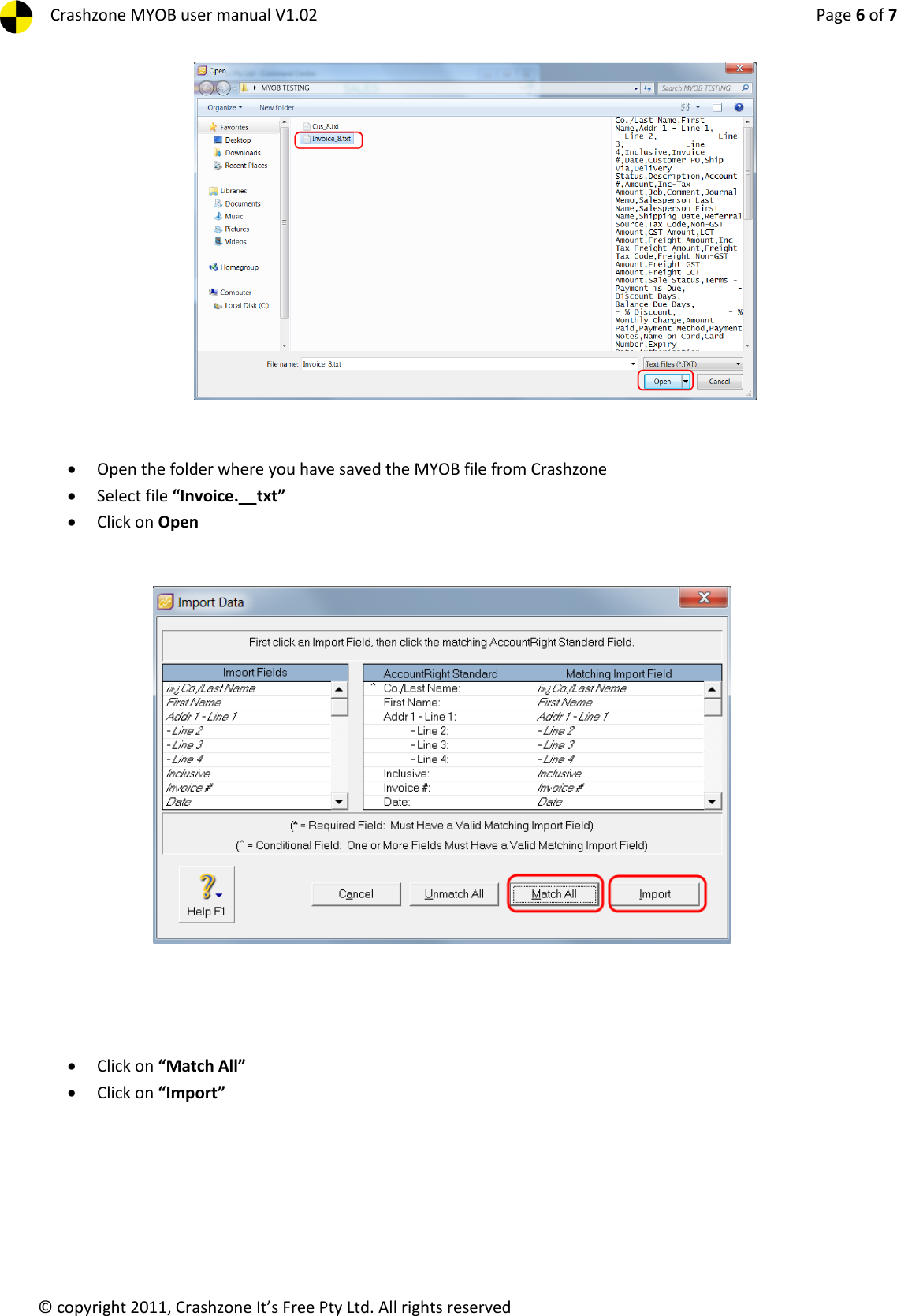 Page 6 of 7 - Crashzone MYOB Export User Manual