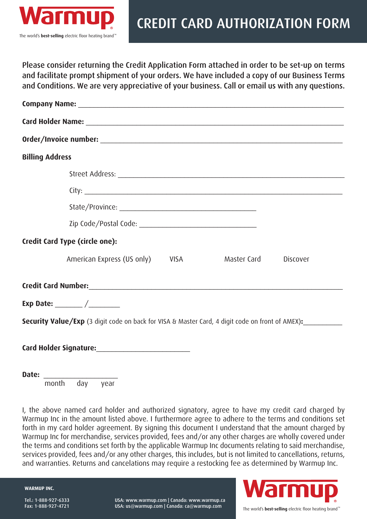 Page 1 of 1 - Credit-Card-Authorization-Form Warmup