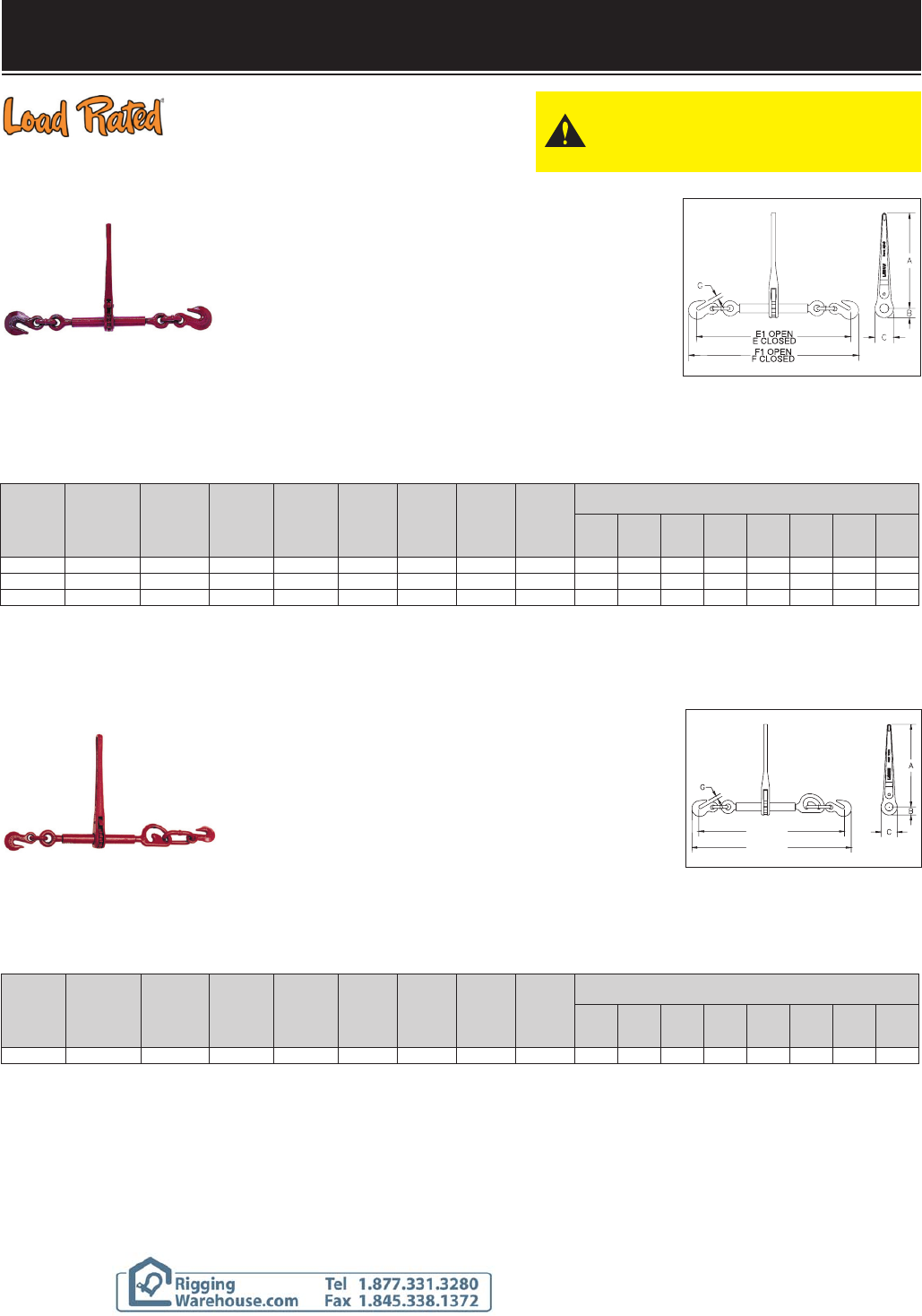 Crosby L 140 Standard Ratchet Type Load Binders Specs