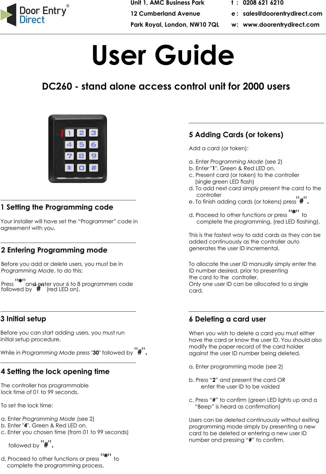 Page 1 of 2 - INDC260UG DC260_user_guide1 DC260 User Guide1