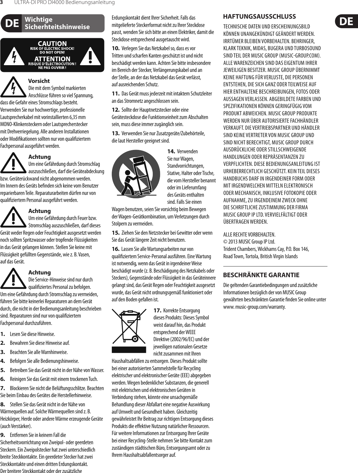 Page 3 of 9 - ULTRA-DI PRO DI4000 Behringer User Manual (German) M DE