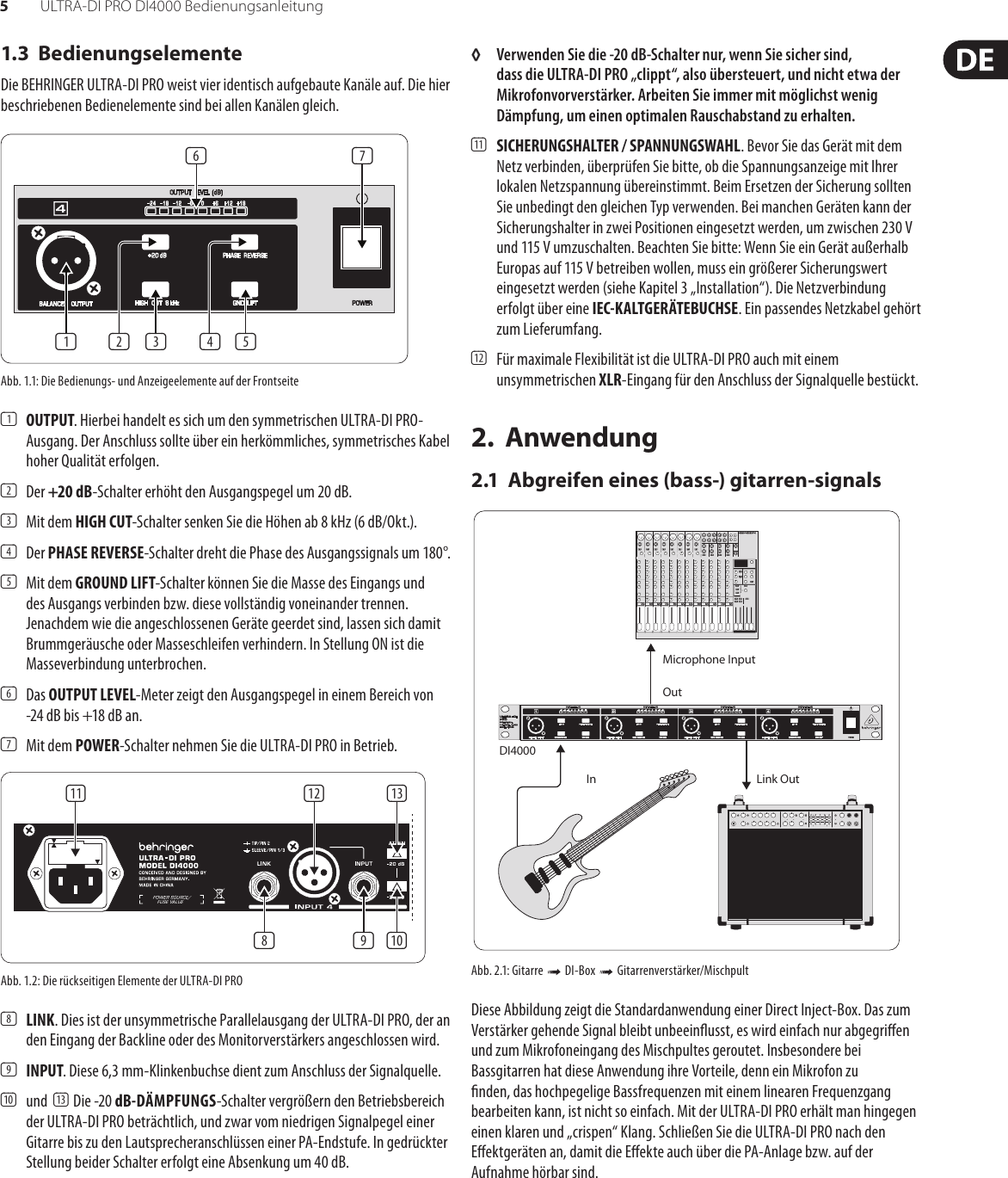 Page 5 of 9 - ULTRA-DI PRO DI4000 Behringer User Manual (German) M DE