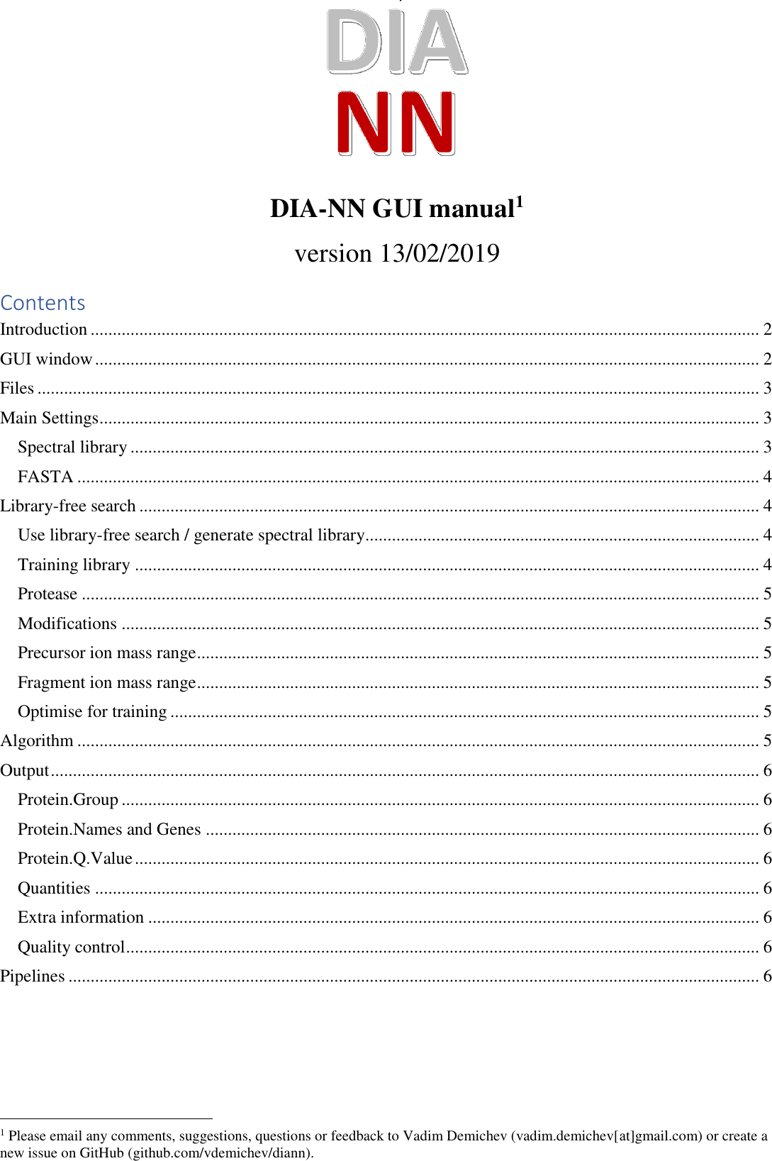 Page 1 of 6 - DIA-NN GUI Manual