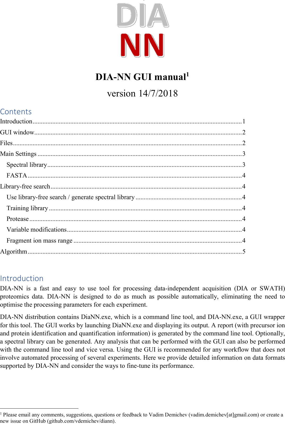 Page 1 of 5 - DIA-NN GUI Manualx Manual
