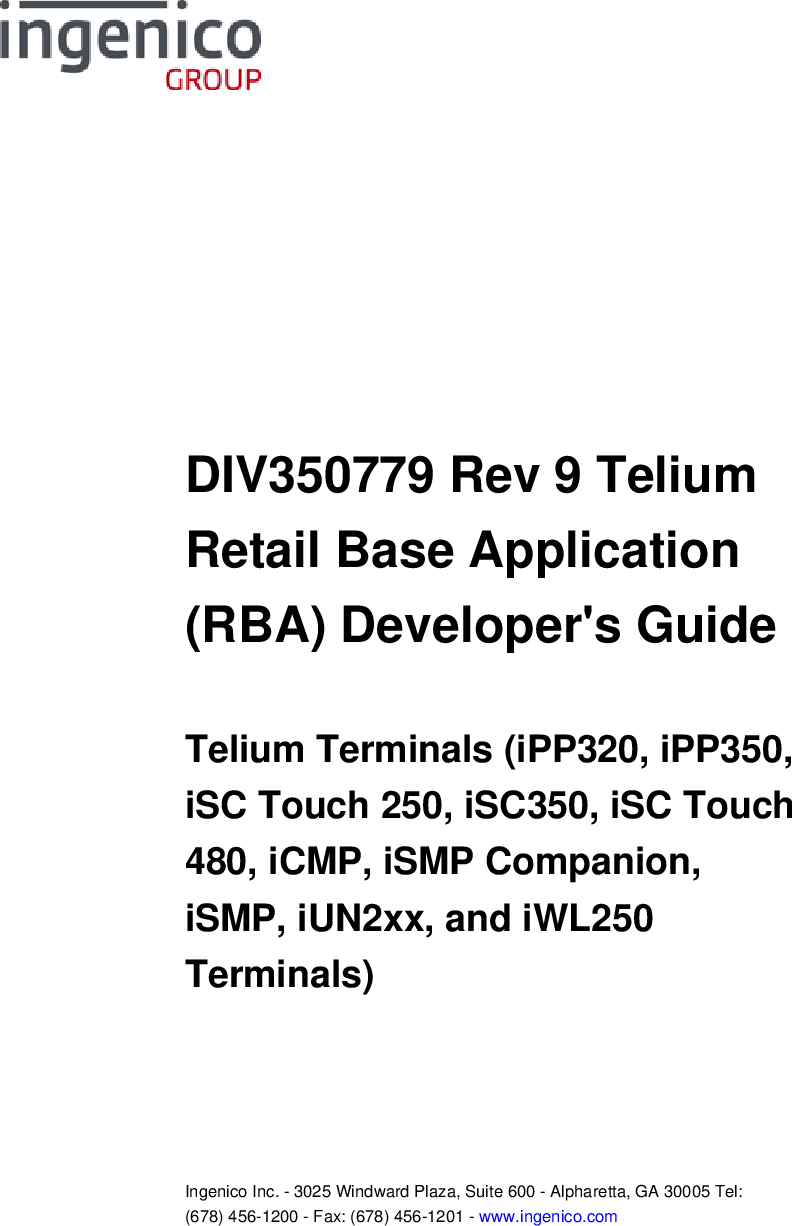 DIV350779 Rev 9 Telium Retail Base Application RBA Developers Guide