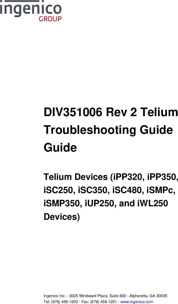 DIV351006 Rev 2 Telium Troubleshooting Guide