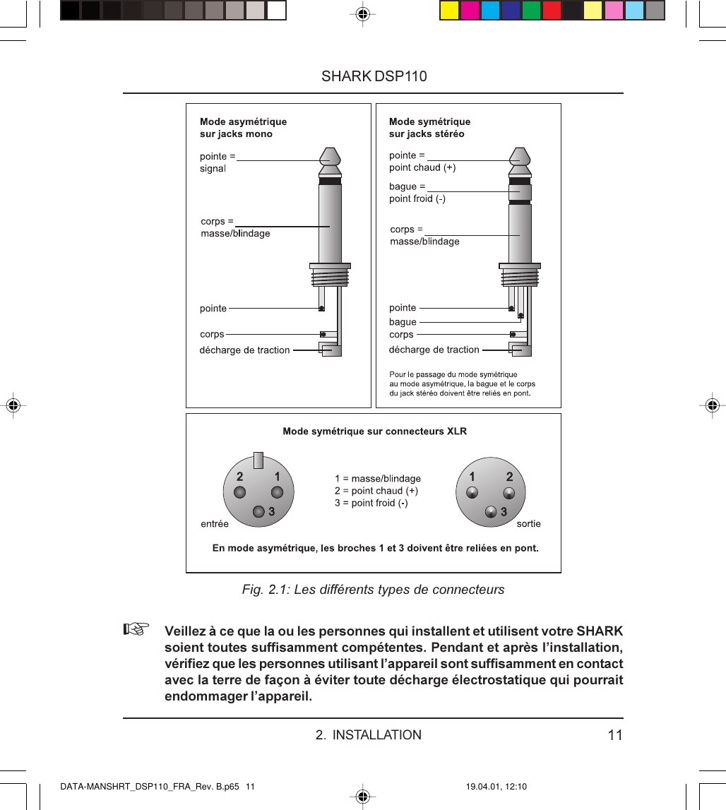 Page 11 of 12 - SHARK DSP110 Behringer User Manual (French) P0079 M FR