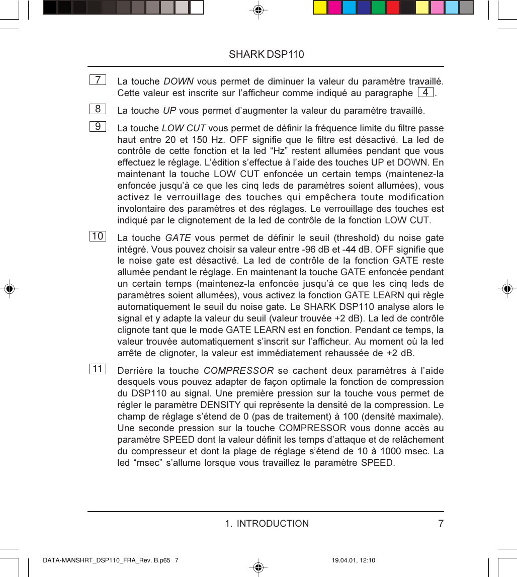 Page 7 of 12 - SHARK DSP110 Behringer User Manual (French) P0079 M FR
