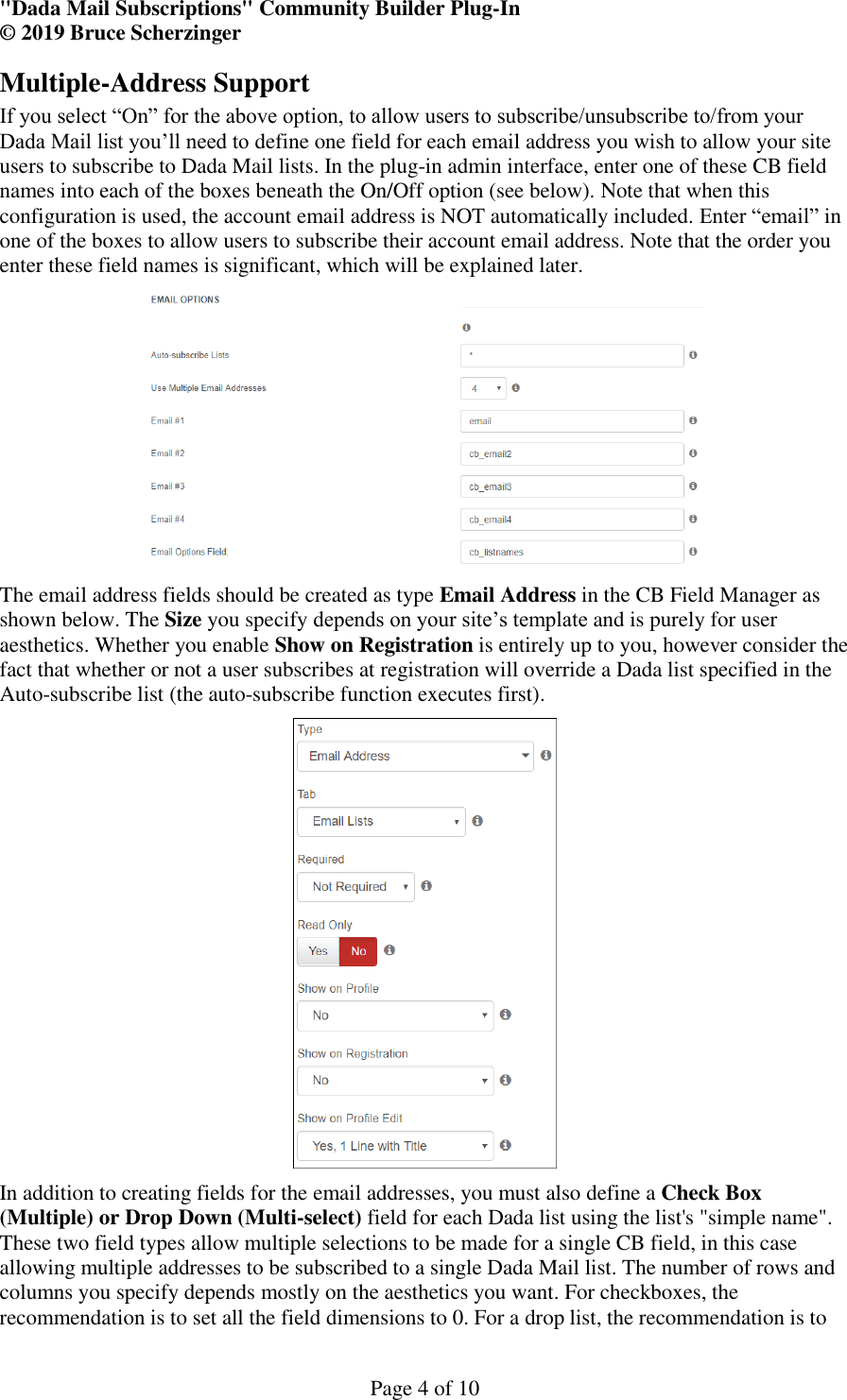 Page 4 of 10 - INSTALLATION INSTRUCTIONS Dada Mail Subscriptions CBPlugin V3.7 User Manual