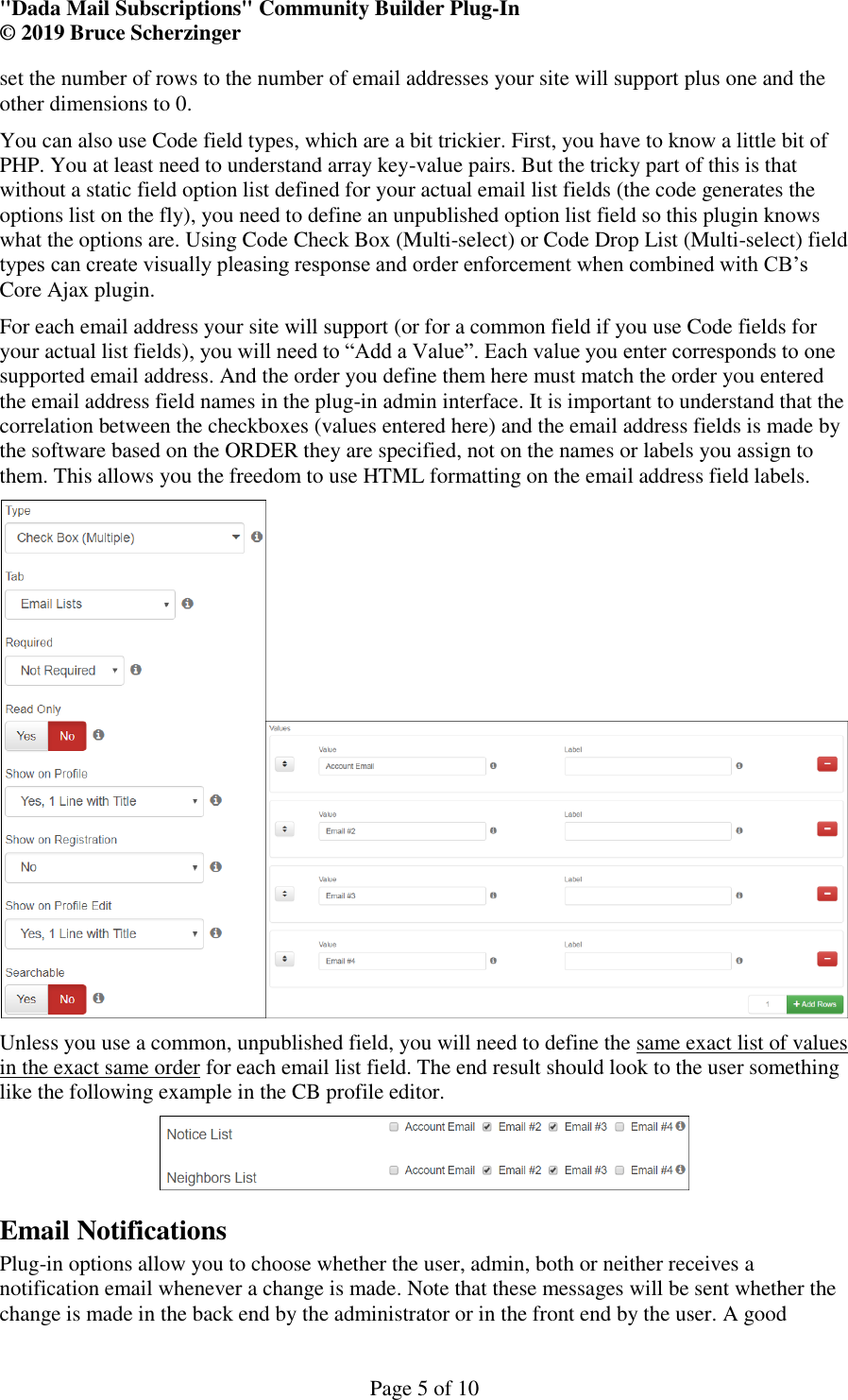 Page 5 of 10 - INSTALLATION INSTRUCTIONS Dada Mail Subscriptions CBPlugin V3.7 User Manual
