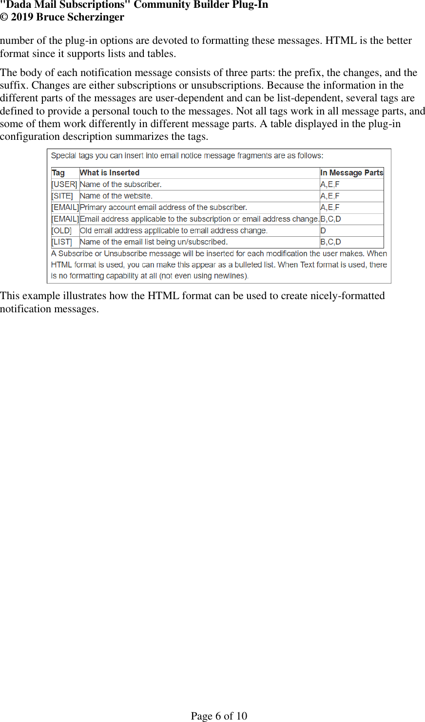 Page 6 of 10 - INSTALLATION INSTRUCTIONS Dada Mail Subscriptions CBPlugin V3.7 User Manual
