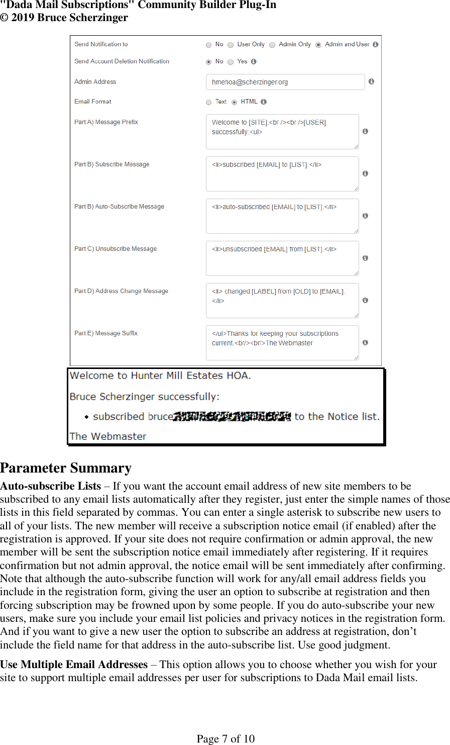 Page 7 of 10 - INSTALLATION INSTRUCTIONS Dada Mail Subscriptions CBPlugin V3.7 User Manual
