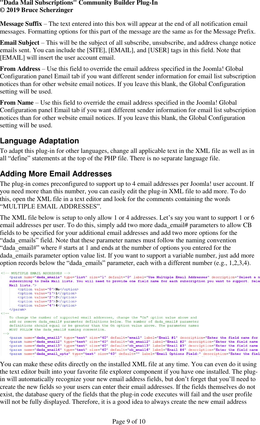 Page 9 of 10 - INSTALLATION INSTRUCTIONS Dada Mail Subscriptions CBPlugin V3.7 User Manual
