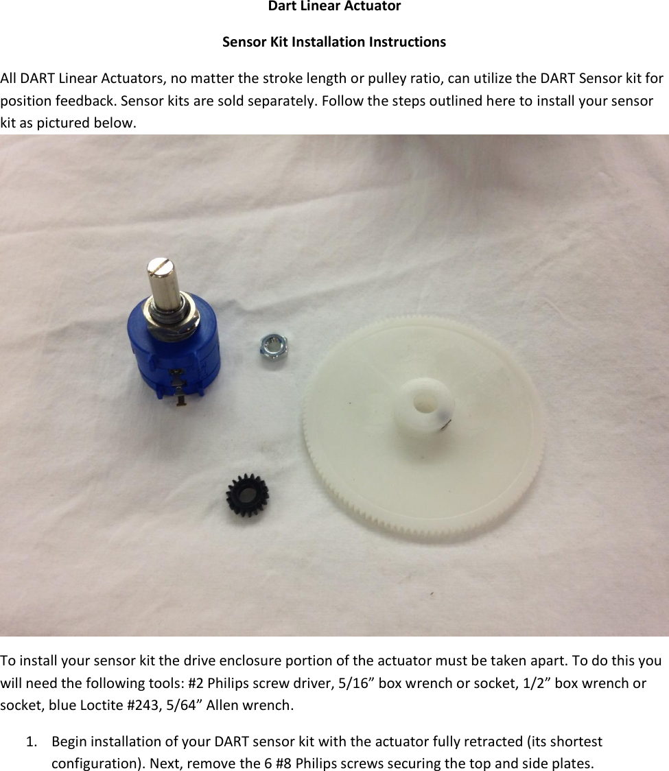 Page 1 of 6 - Dart+Linear+Actuator+Sensor+kit+instructions
