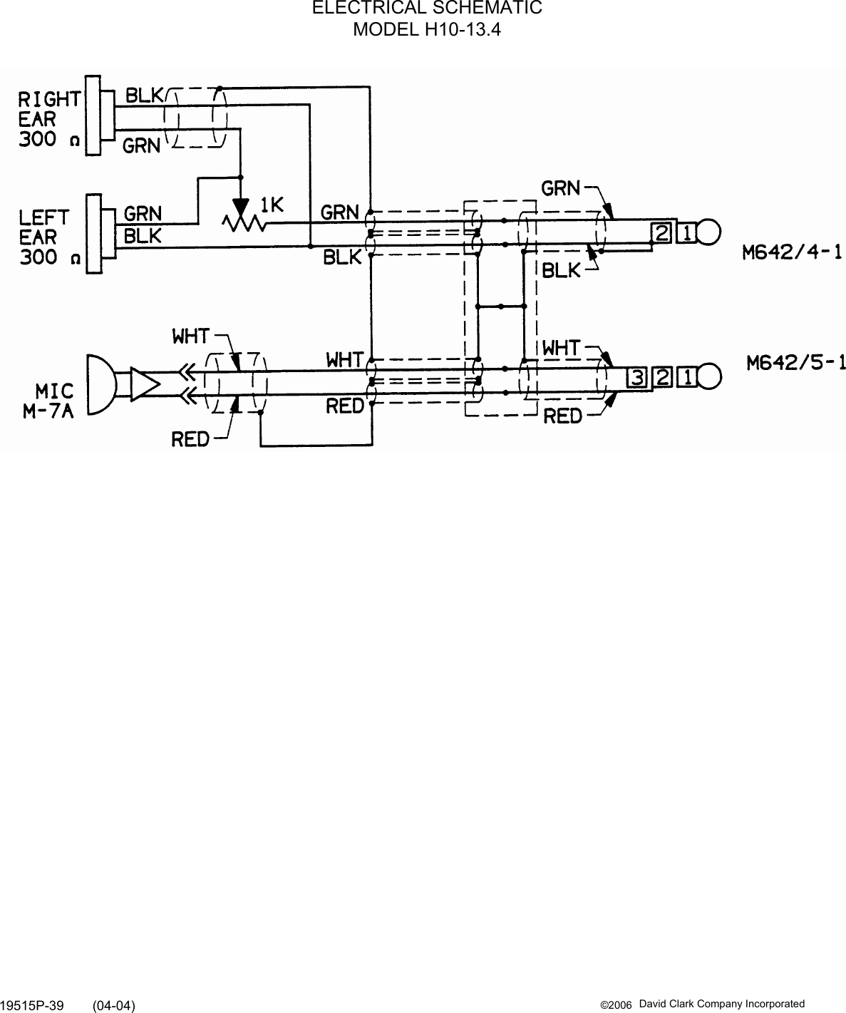 Page 2 of 2 - David Clark 10-13.4 Parts List & Schematic