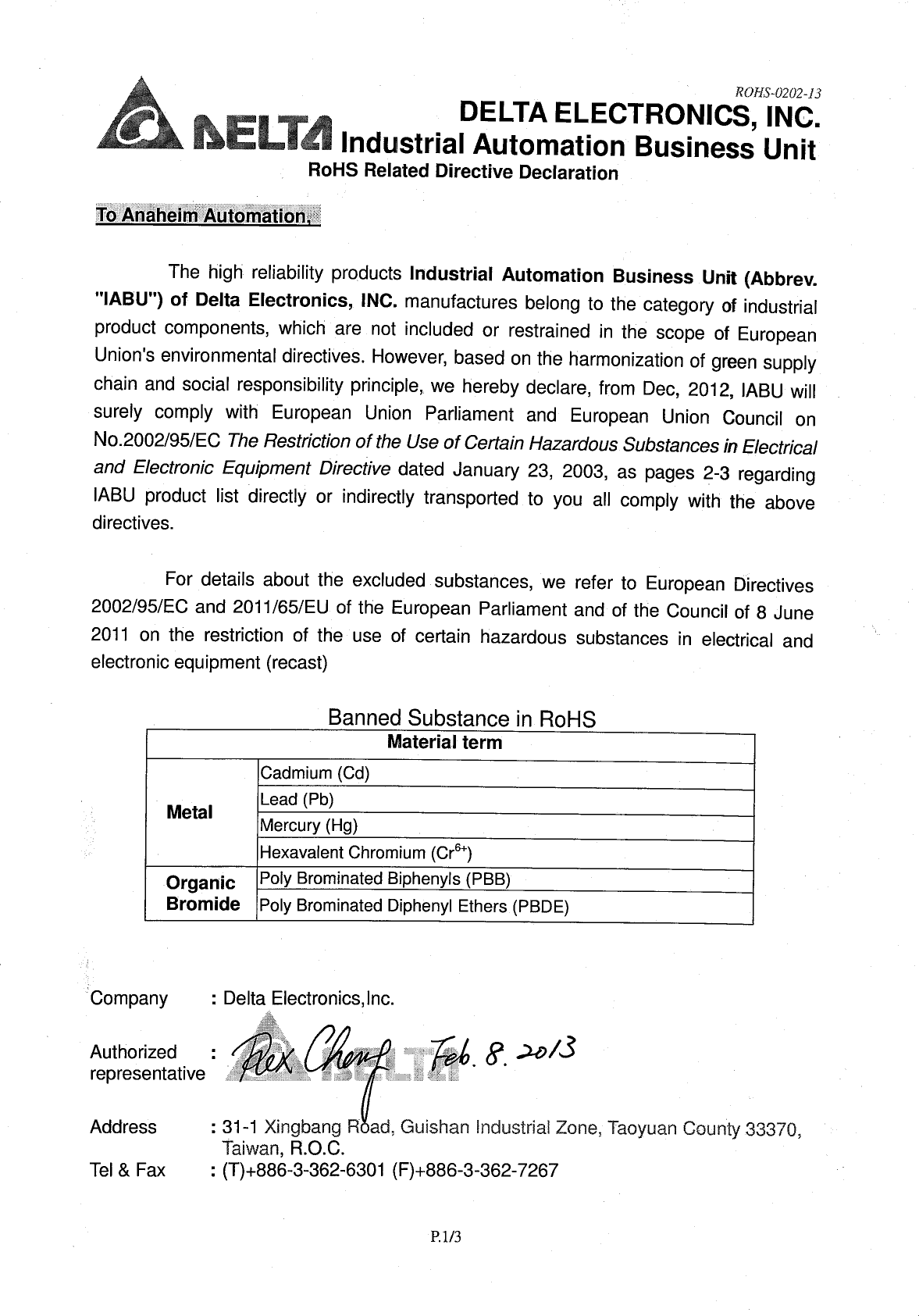 Page 1 of 3 - Delta VFD - Ro HS  For CP2000