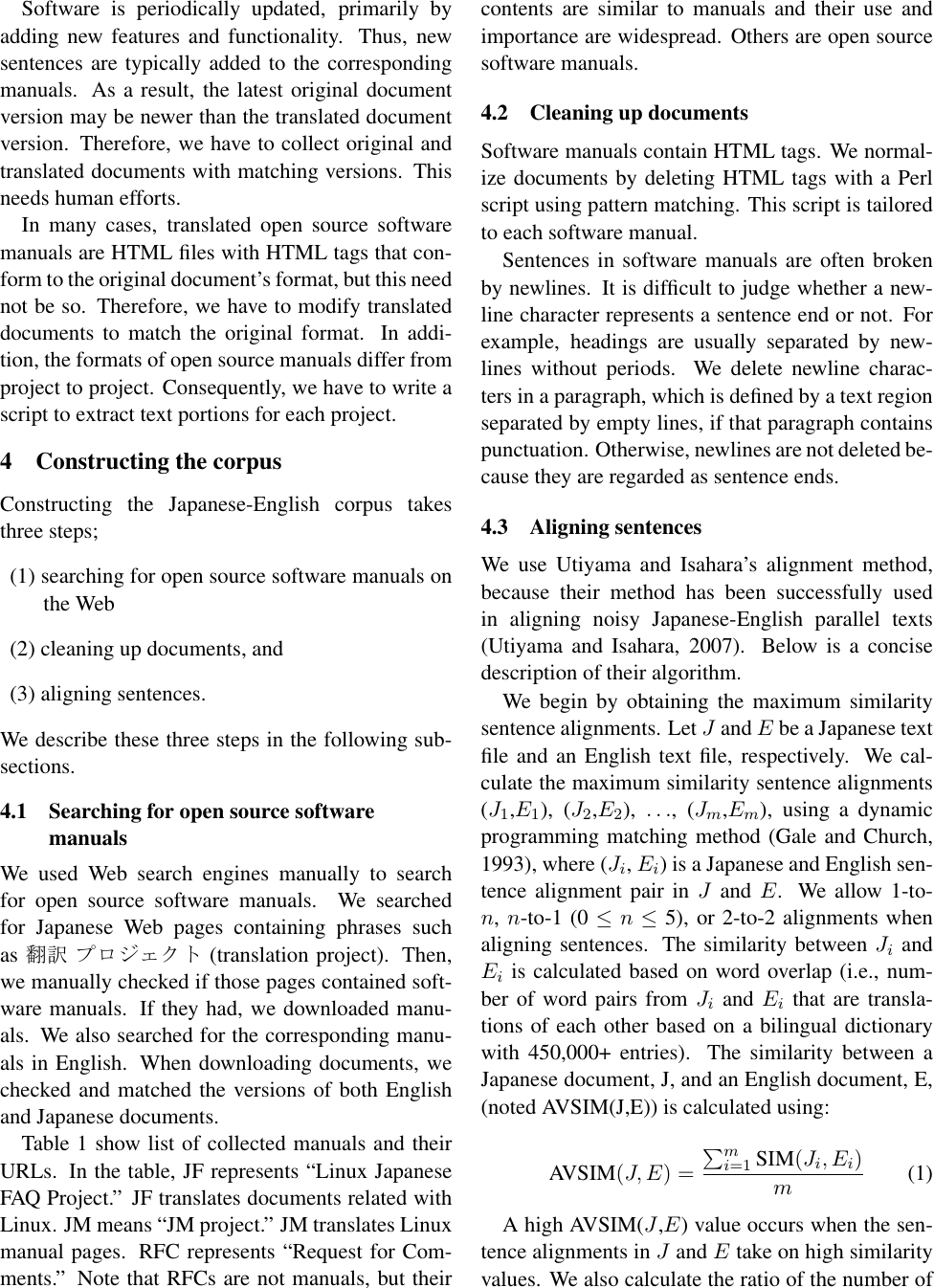Page 3 of 6 - Development Of A Japanese-English Software Manual Parallel Corpus