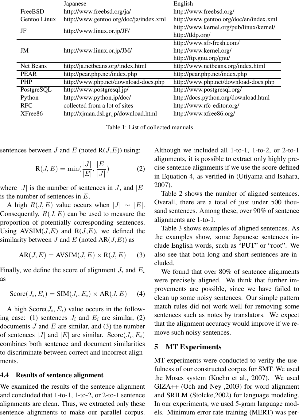 Page 4 of 6 - Development Of A Japanese-English Software Manual Parallel Corpus