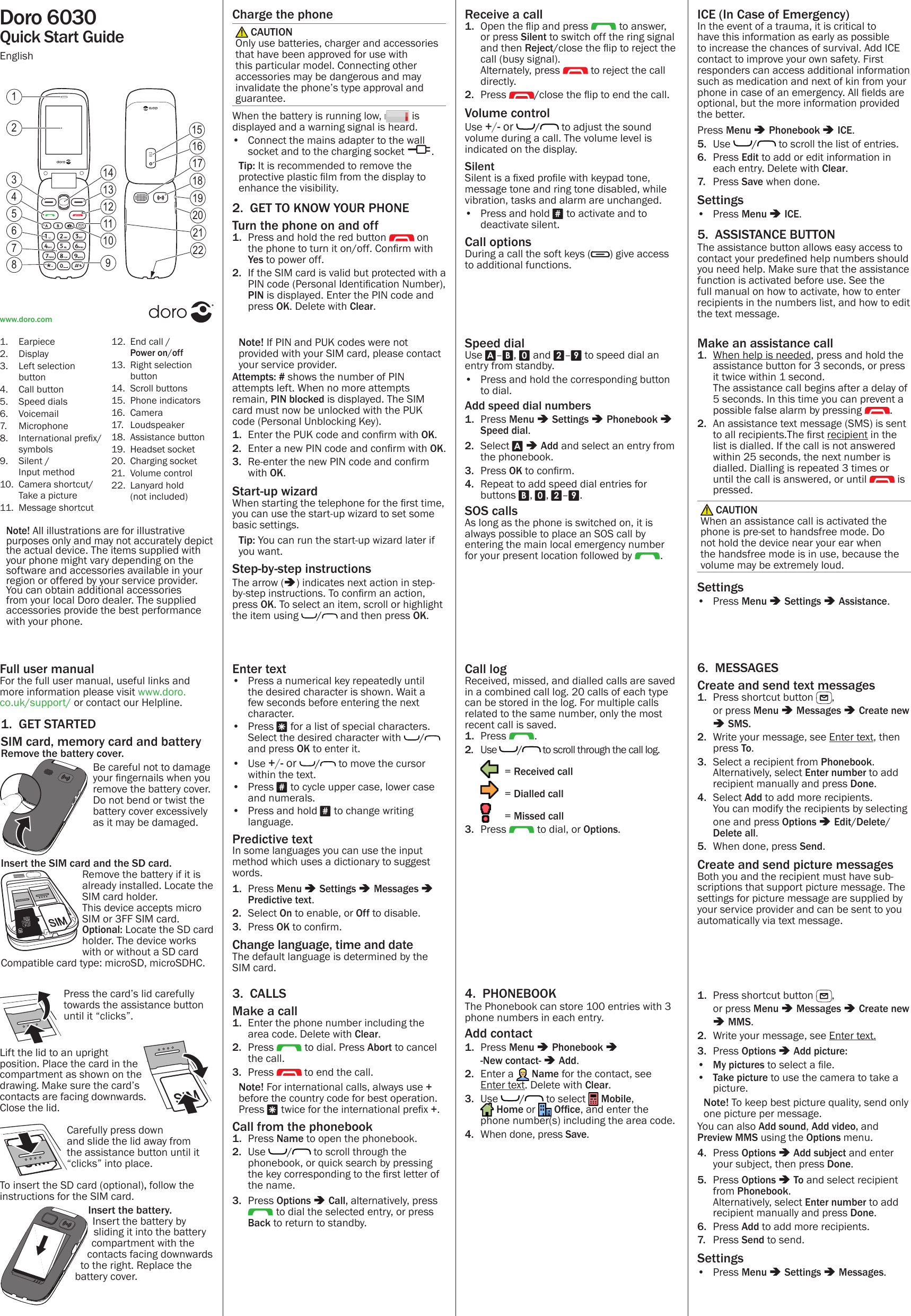 Page 1 of 2 - Doro-6030-quickstart