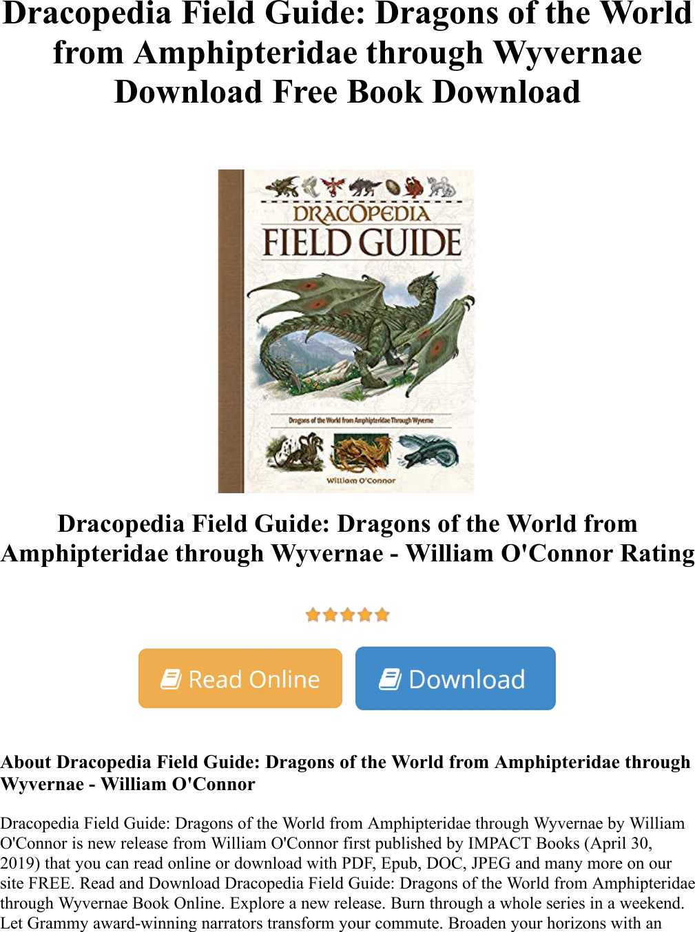 Page 1 of 2 - Dracopedia Field Guide: Dragons Of The World From Amphipteridae Through Wyvernae - William O'Connor  Free Book Dracopedia-Field-Guide-Dragons-of-the-World-from-Amphipteridae-through-Wyvernae