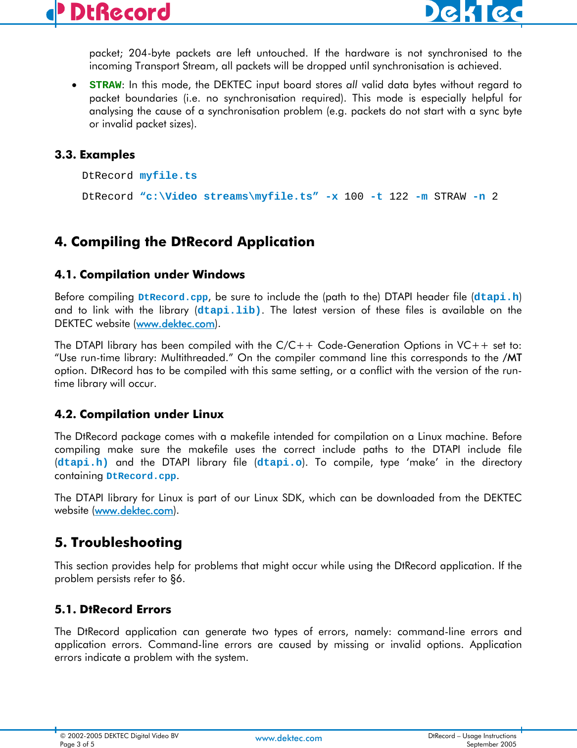 Page 3 of 5 - DtRecord Usage Instructions Dt Record