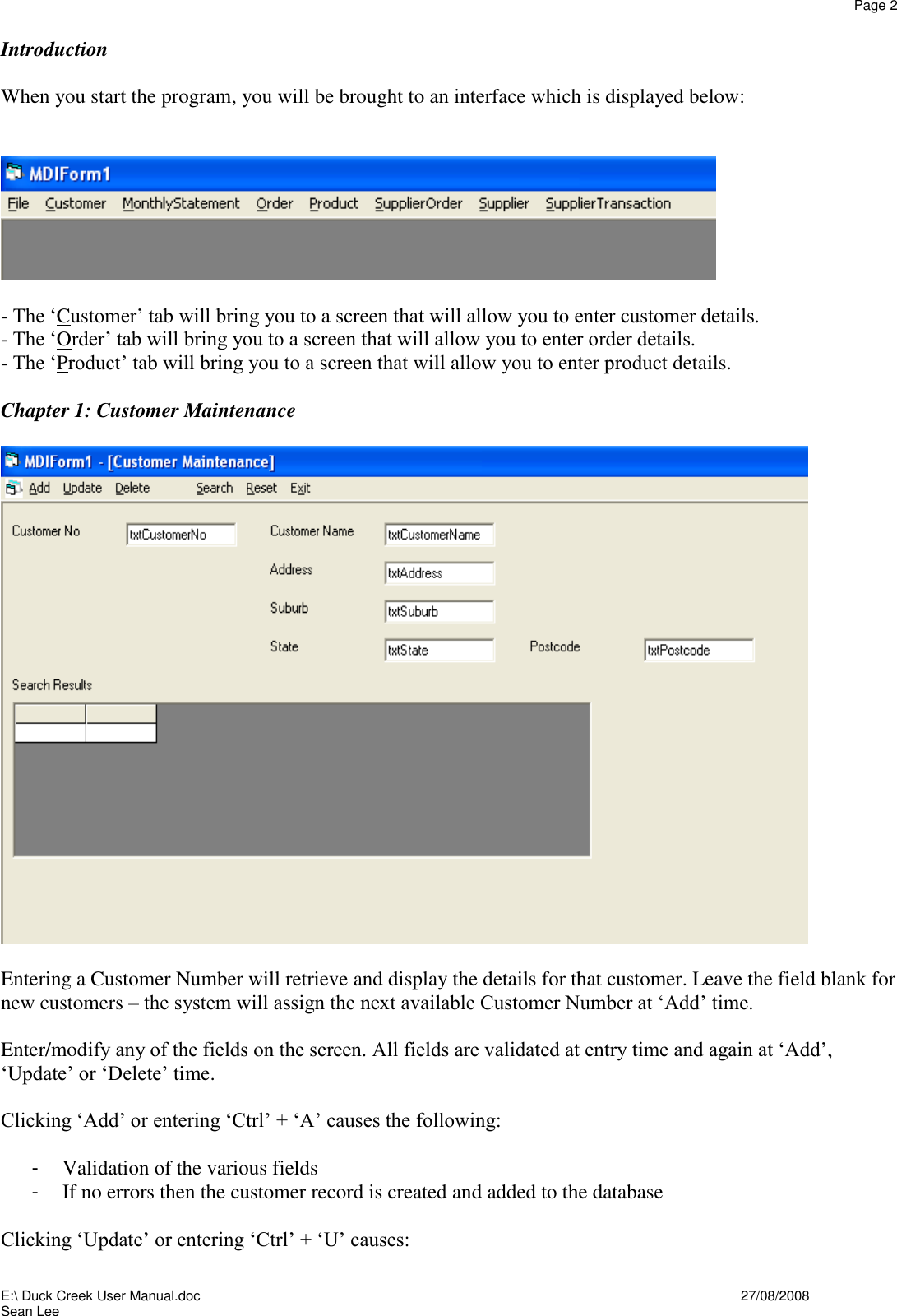 Page 2 of 5 - Duck Creek User Manual