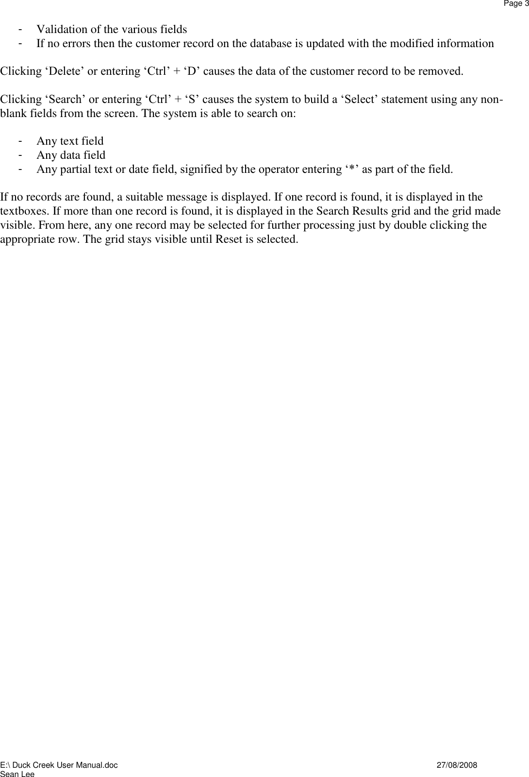 Page 3 of 5 - Duck Creek User Manual