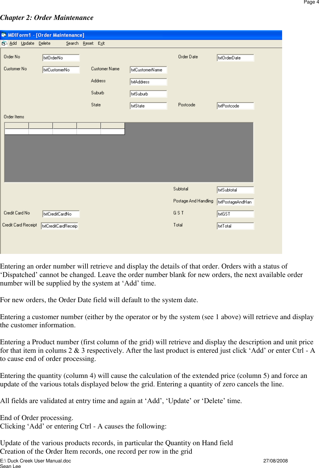 Page 4 of 5 - Duck Creek User Manual