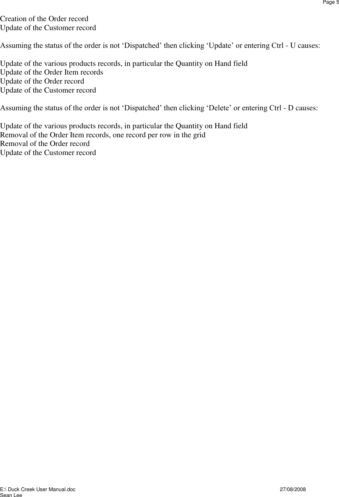 Page 5 of 5 - Duck Creek User Manual