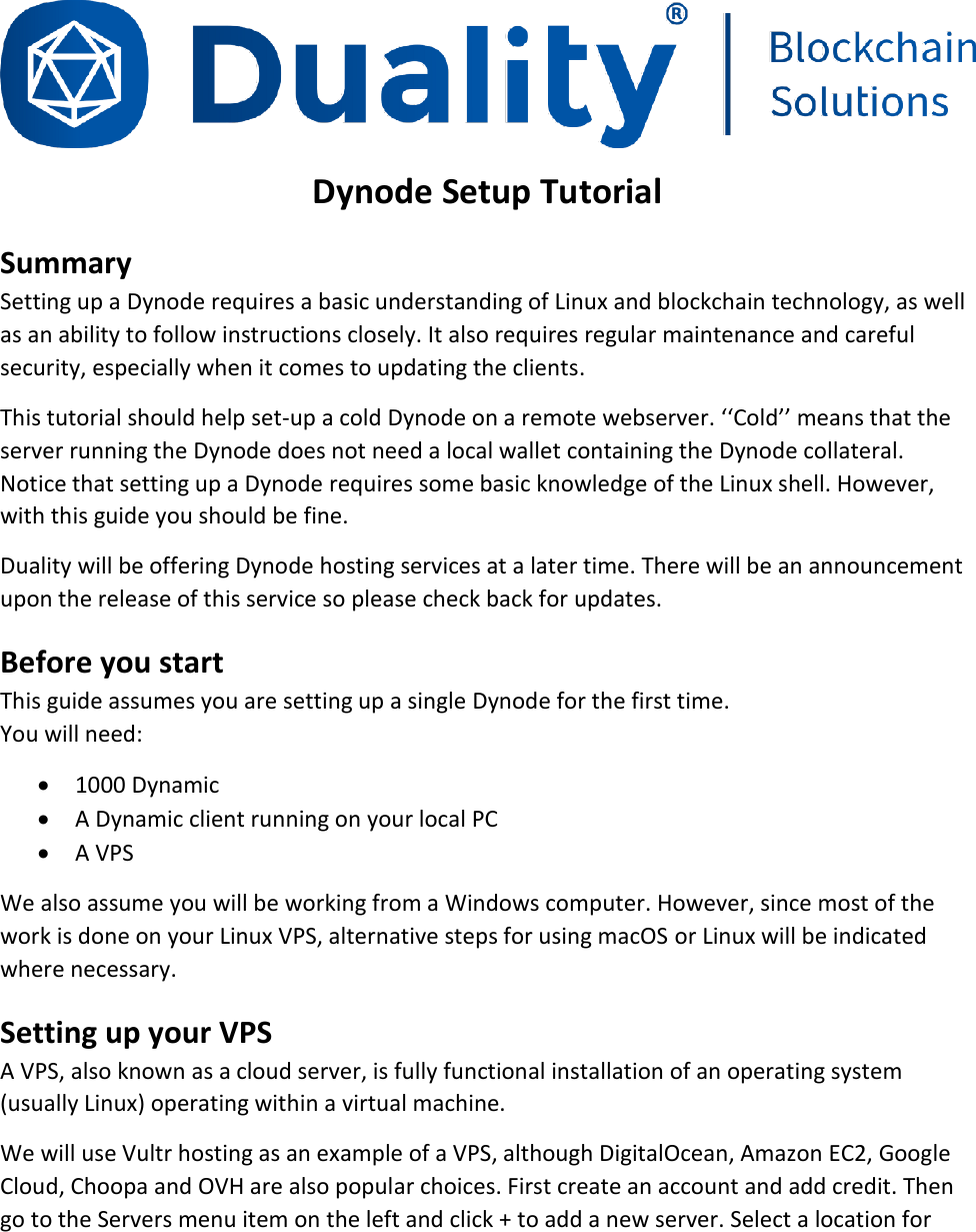 Page 1 of 7 - Dynode Setup Guide