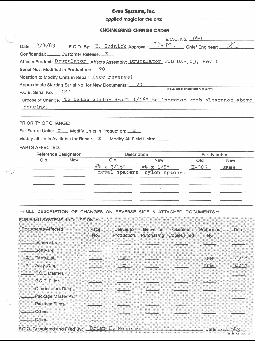 Emualtor Emu Drumulator Service Manual