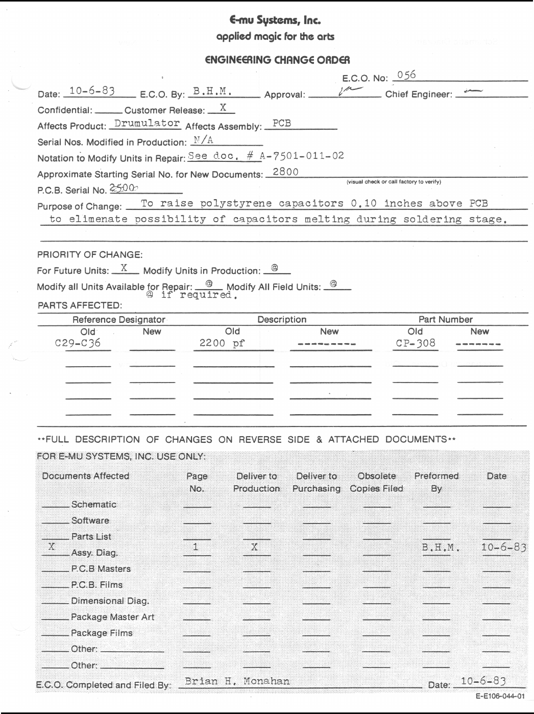 Emualtor Emu Drumulator Service Manual