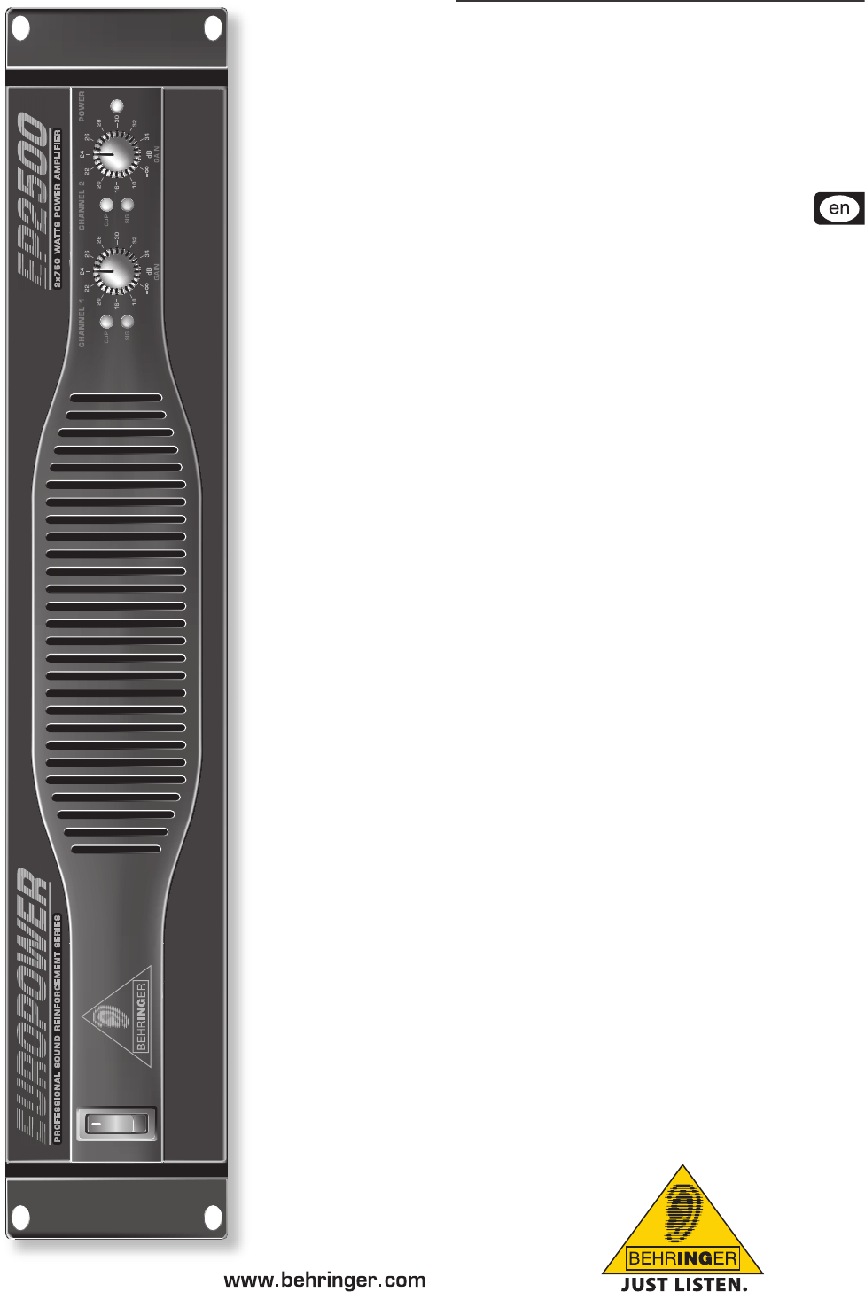 Behringer Ep2500 Specification Sheet P0183 S En