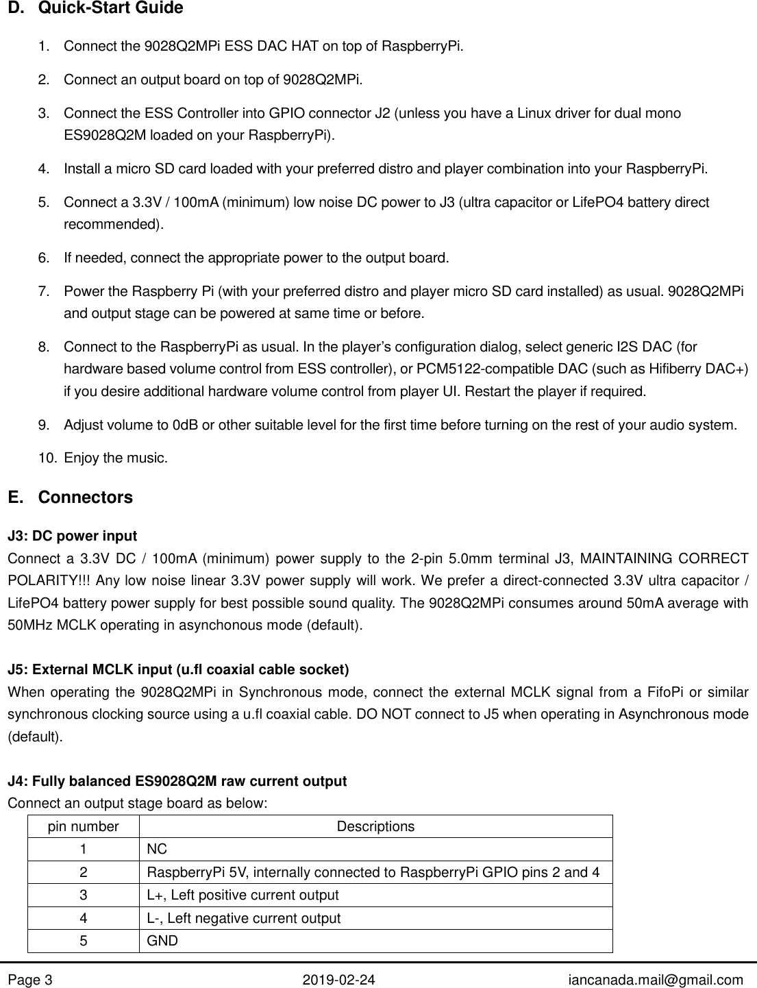 Page 3 of 10 - ES9028Q2MPi Manual Rev1