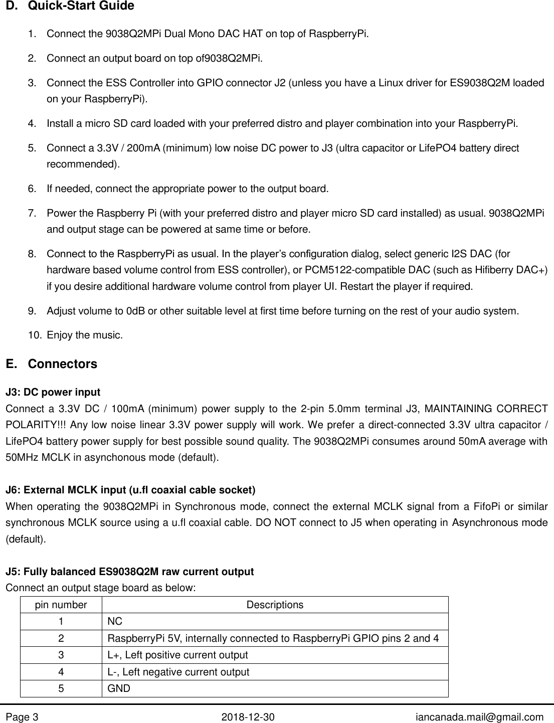 Page 3 of 10 - ES9038Q2MPi Dual Mono Manual Rev1
