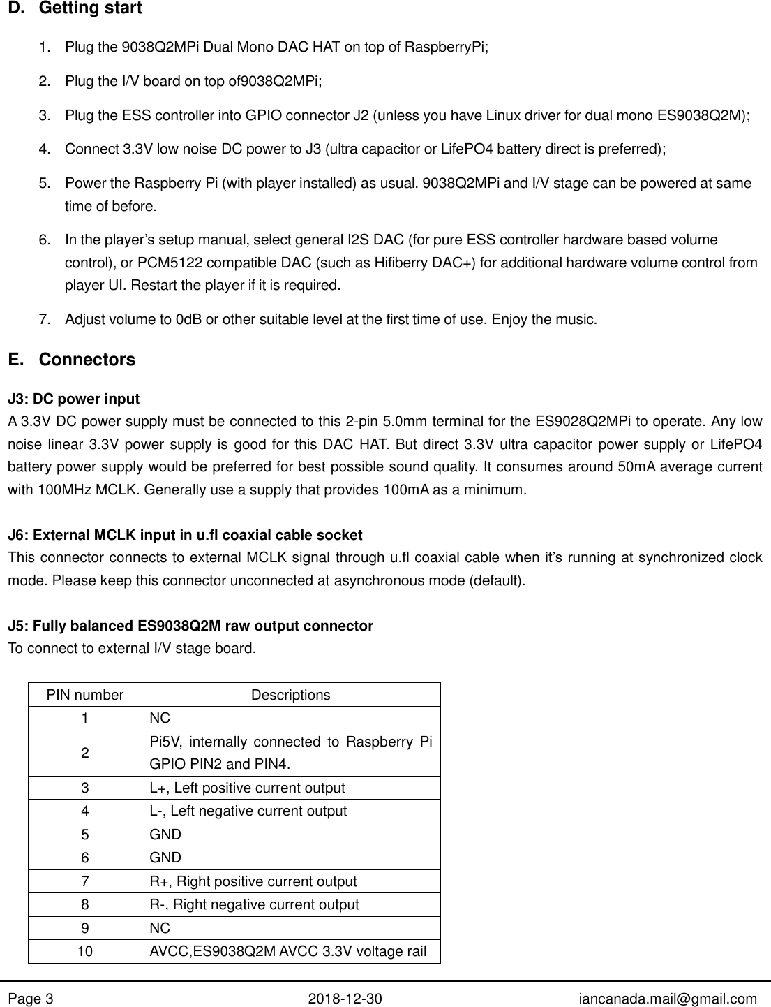 Page 3 of 10 - ES9038Q2Mpi Dual Mono Manual