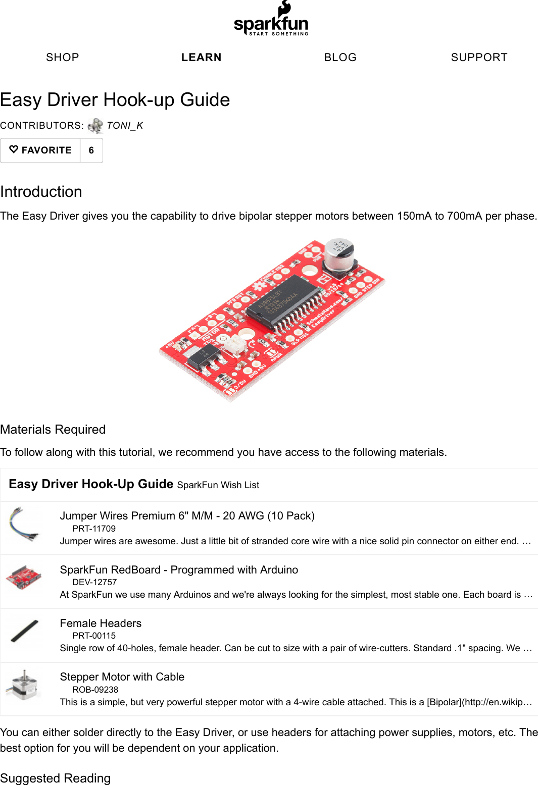 Easy Driver Hook Up Guide Learn.sparkfun.com