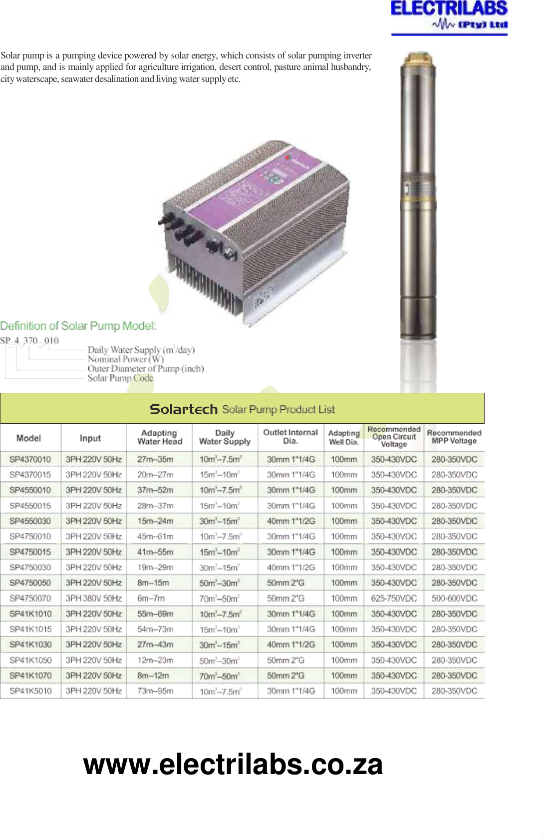 Page 2 of 2 - Electrilabs Solar Pumping System Brochure Pdf