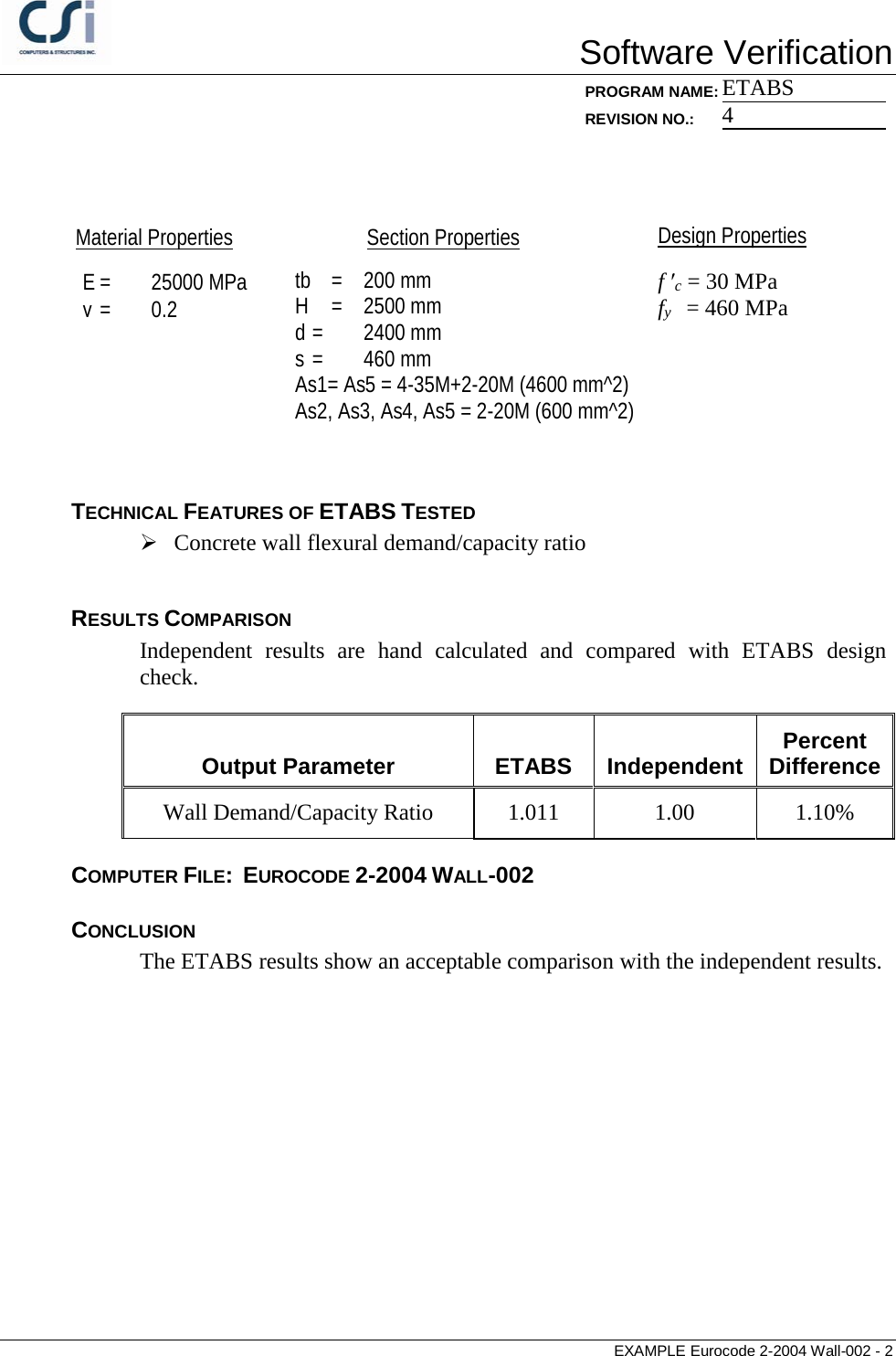 Page 2 of 5 - Contents Eurocode 2-2004 WALL-002