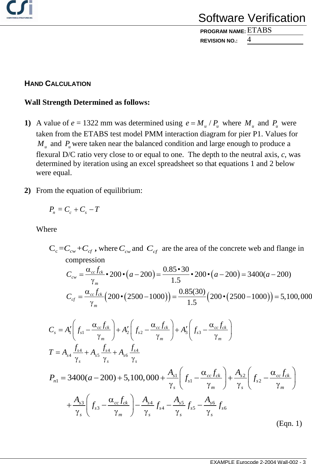 Page 3 of 5 - Contents Eurocode 2-2004 WALL-002